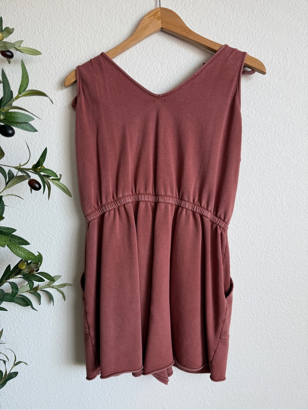 Aerie Mauve Tie Shoulder Comfy Lounge Everyday Basic Romper Women’s Size Large - Picture 4 of 5